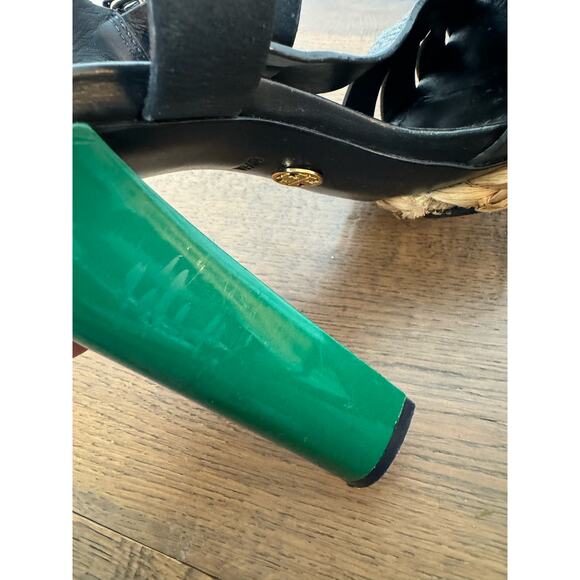 Tory Burch Black and Green Platform Heels - Picture 10 of 13